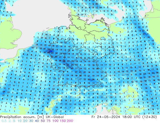 Toplam Yağış UK-Global Cu 24.05.2024 18 UTC