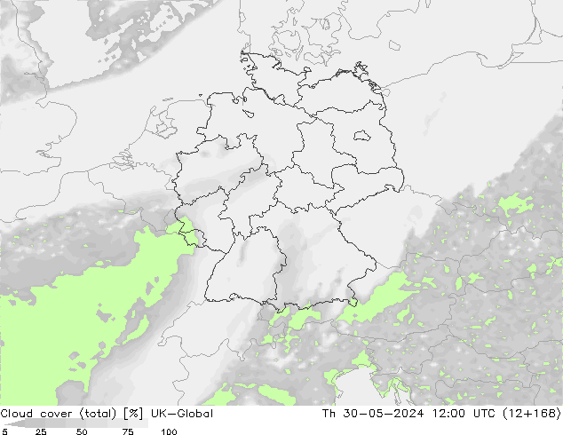 zachmurzenie (suma) UK-Global czw. 30.05.2024 12 UTC