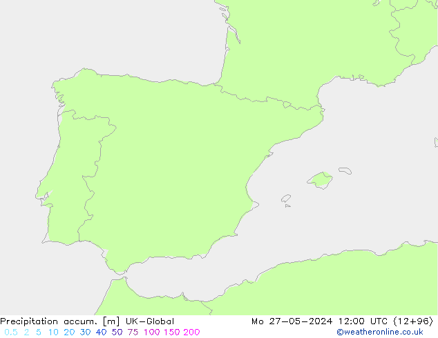 Precipitation accum. UK-Global пн 27.05.2024 12 UTC
