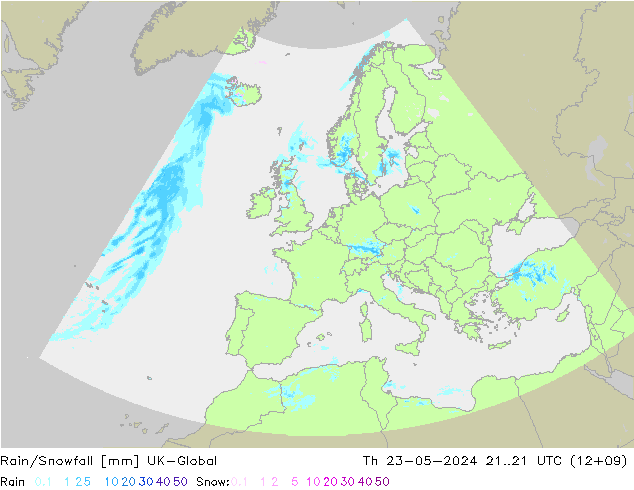 Rain/Snowfall UK-Global Th 23.05.2024 21 UTC