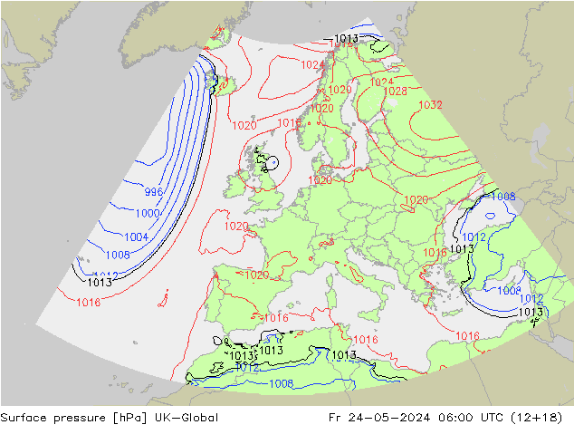 地面气压 UK-Global 星期五 24.05.2024 06 UTC