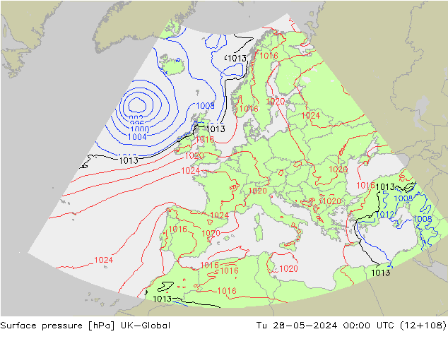 Yer basıncı UK-Global Sa 28.05.2024 00 UTC