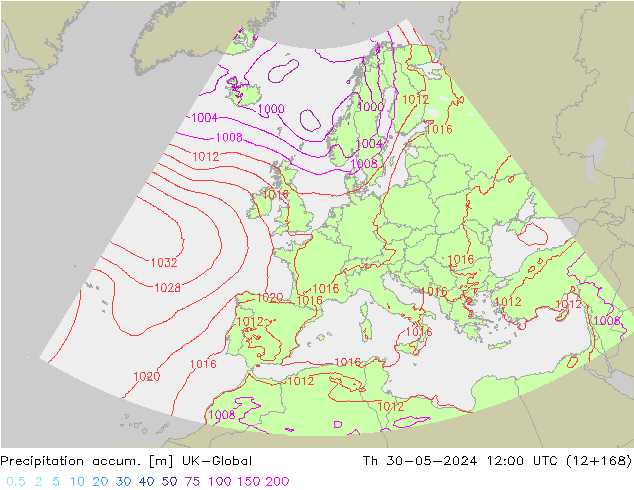 Totale neerslag UK-Global do 30.05.2024 12 UTC