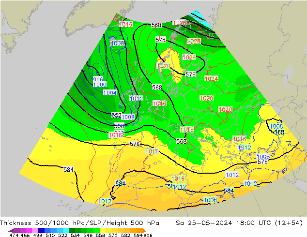 Thck 500-1000hPa UK-Global Sa 25.05.2024 18 UTC