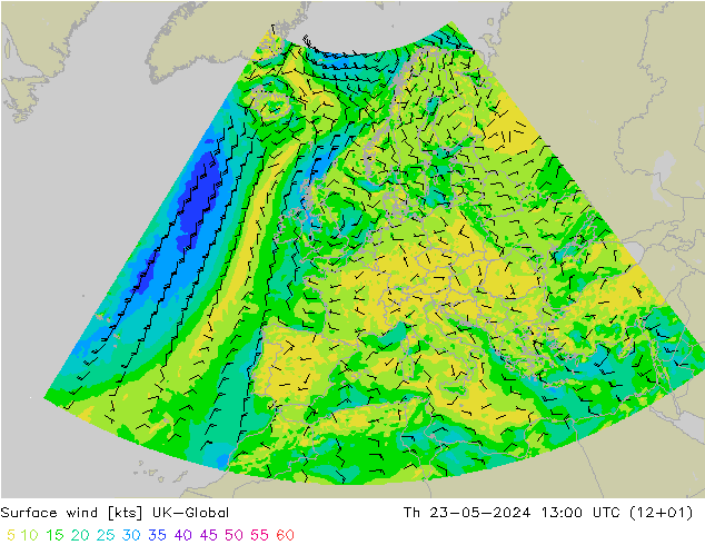 风 10 米 UK-Global 星期四 23.05.2024 13 UTC