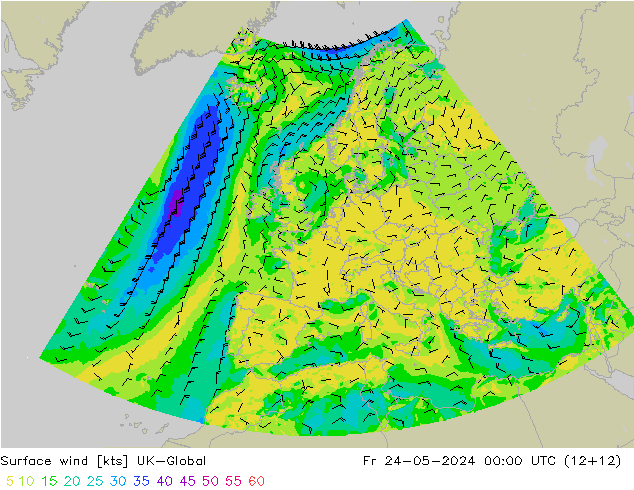 Surface wind UK-Global Pá 24.05.2024 00 UTC