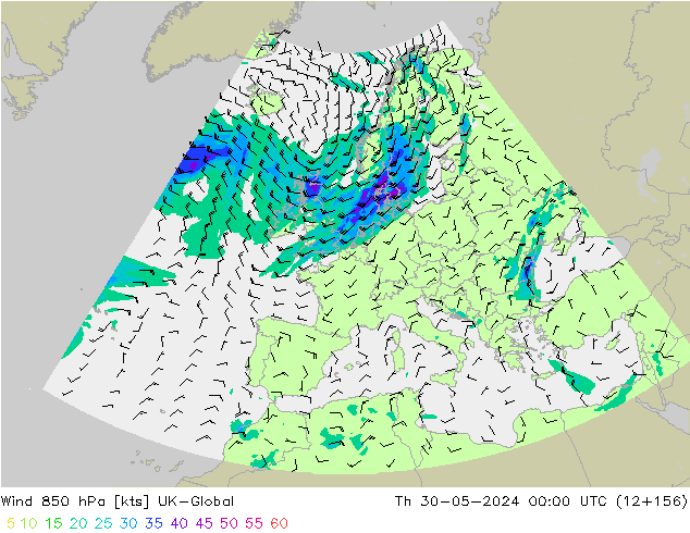 Rüzgar 850 hPa UK-Global Per 30.05.2024 00 UTC