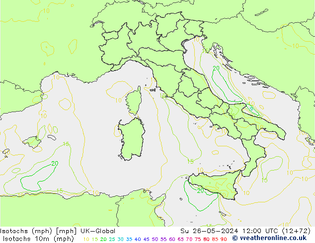 Isotachs (mph) UK-Global Su 26.05.2024 12 UTC