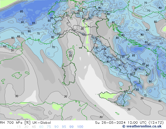 700 hPa Nispi Nem UK-Global Paz 26.05.2024 12 UTC