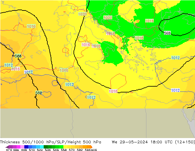 Thck 500-1000hPa UK-Global  29.05.2024 18 UTC