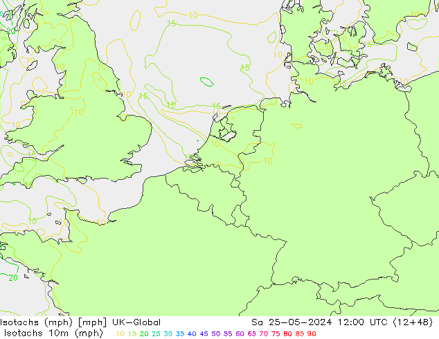 Isotachs (mph) UK-Global  25.05.2024 12 UTC