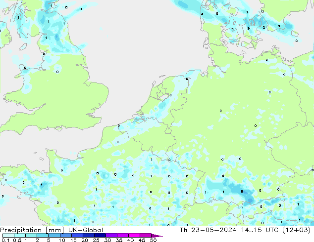 Precipitación UK-Global jue 23.05.2024 15 UTC