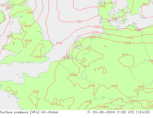 Luchtdruk (Grond) UK-Global vr 24.05.2024 21 UTC