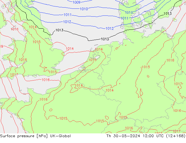 приземное давление UK-Global чт 30.05.2024 12 UTC