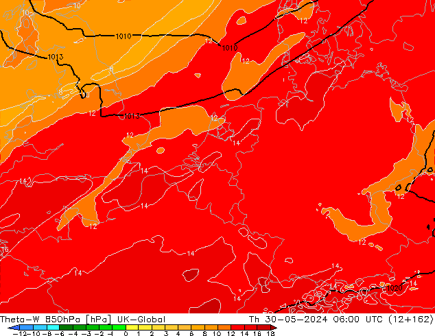 Theta-W 850hPa UK-Global Per 30.05.2024 06 UTC