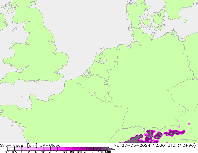 Snow accu. UK-Global Mo 27.05.2024 12 UTC