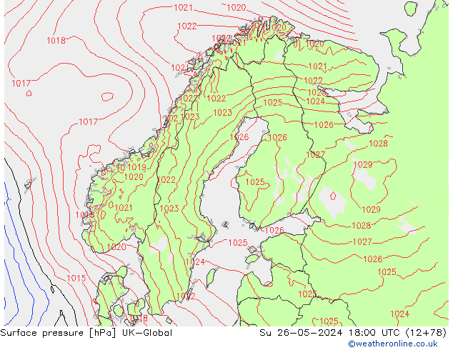 приземное давление UK-Global Вс 26.05.2024 18 UTC