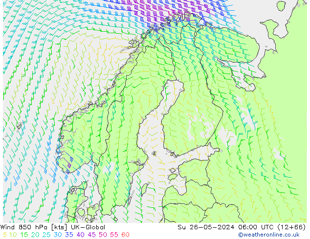 Wind 850 hPa UK-Global Ne 26.05.2024 06 UTC