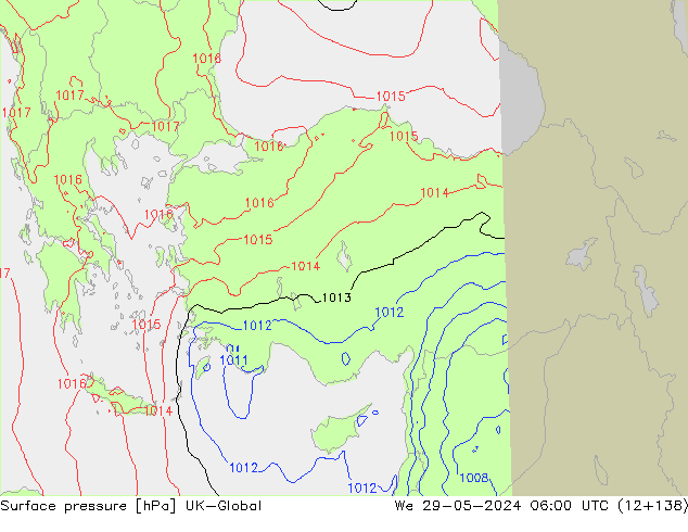 Presión superficial UK-Global mié 29.05.2024 06 UTC