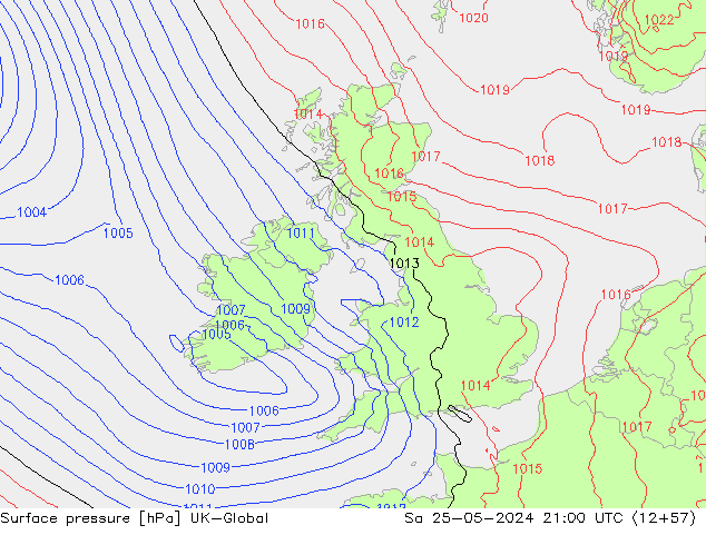 Surface pressure UK-Global Sa 25.05.2024 21 UTC