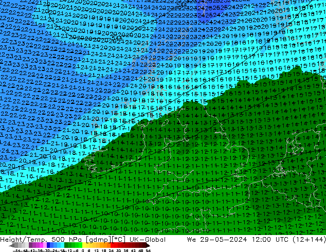 Hoogte/Temp. 500 hPa UK-Global wo 29.05.2024 12 UTC