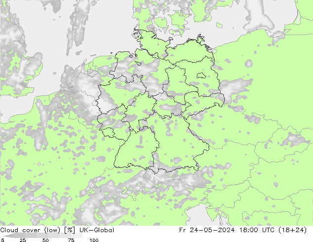 Wolken (tief) UK-Global Fr 24.05.2024 18 UTC