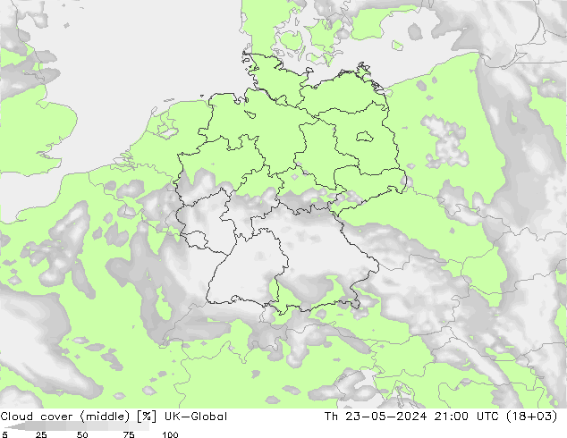 Nubes medias UK-Global jue 23.05.2024 21 UTC