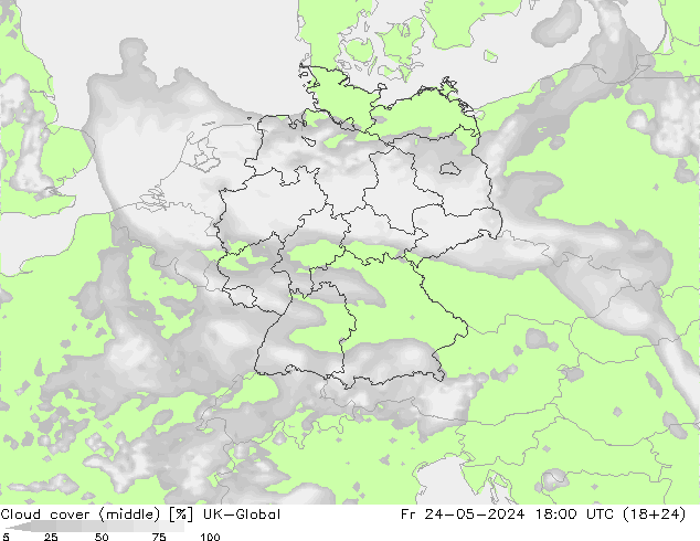 Cloud cover (middle) UK-Global Fr 24.05.2024 18 UTC