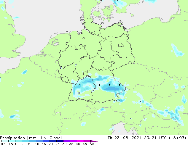 降水 UK-Global 星期四 23.05.2024 21 UTC
