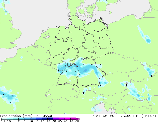 Precipitation UK-Global Fr 24.05.2024 00 UTC