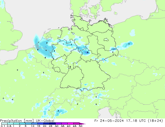 降水 UK-Global 星期五 24.05.2024 18 UTC