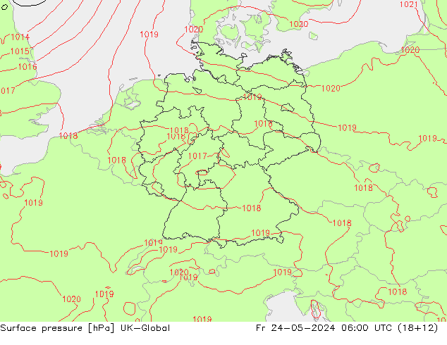 Surface pressure UK-Global Fr 24.05.2024 06 UTC