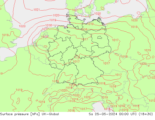 Surface pressure UK-Global Sa 25.05.2024 00 UTC