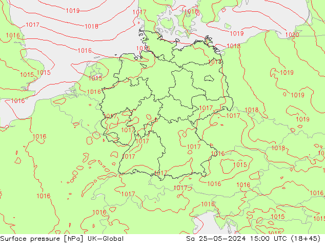 Surface pressure UK-Global Sa 25.05.2024 15 UTC