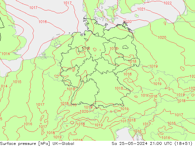 Luchtdruk (Grond) UK-Global za 25.05.2024 21 UTC