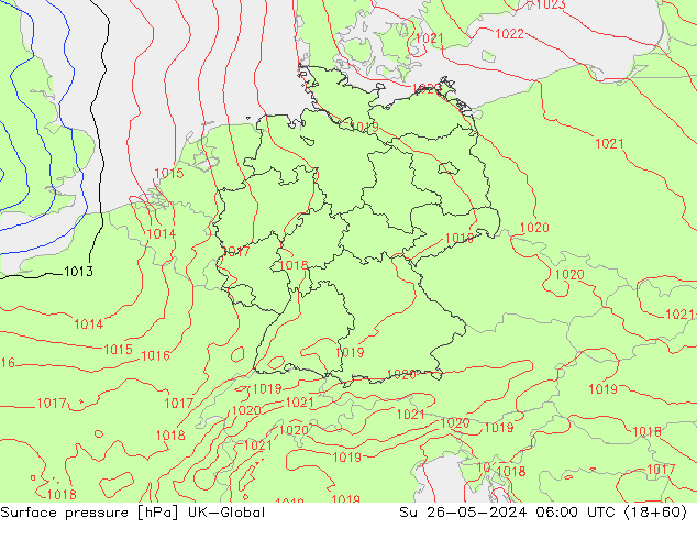 Surface pressure UK-Global Su 26.05.2024 06 UTC