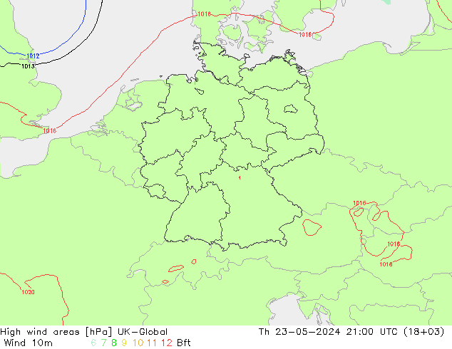 High wind areas UK-Global jue 23.05.2024 21 UTC