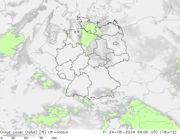 Nubes (total) UK-Global vie 24.05.2024 06 UTC