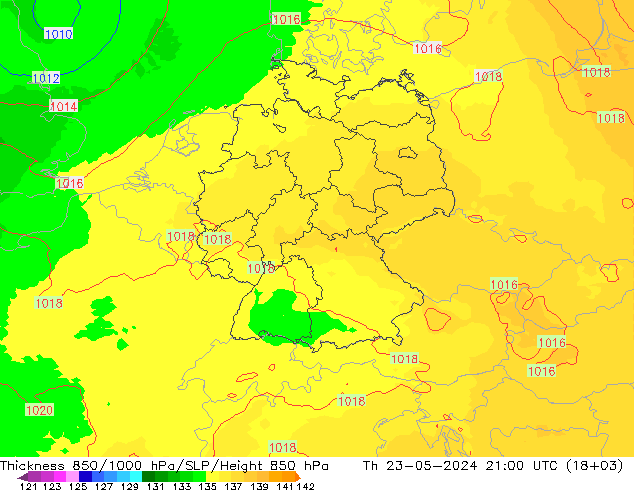 Schichtdicke 850-1000 hPa UK-Global Do 23.05.2024 21 UTC