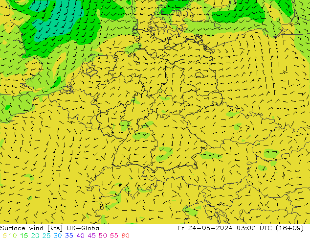 Surface wind UK-Global Fr 24.05.2024 03 UTC