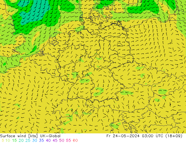 Vento 10 m UK-Global Sex 24.05.2024 03 UTC