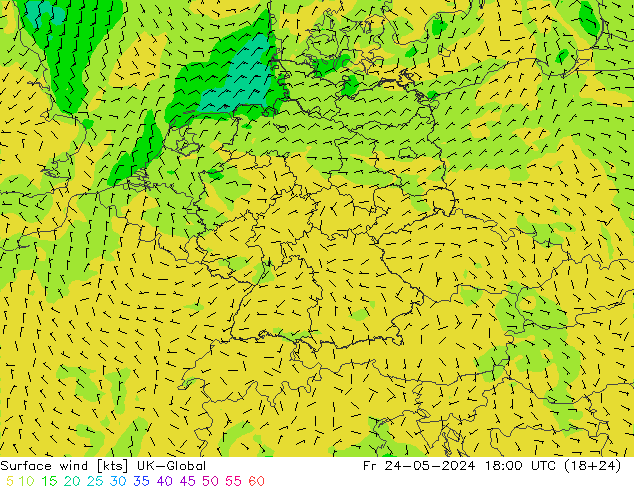 Surface wind UK-Global Pá 24.05.2024 18 UTC