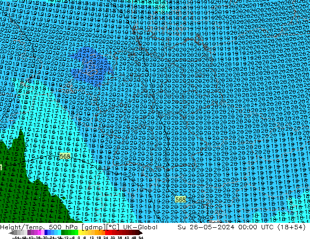 Height/Temp. 500 hPa UK-Global Su 26.05.2024 00 UTC