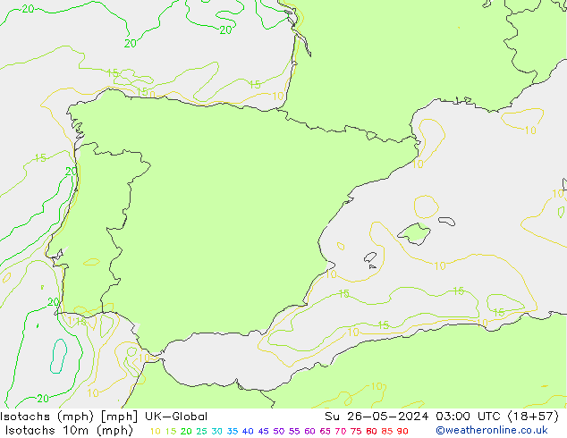 Isotachs (mph) UK-Global Dom 26.05.2024 03 UTC