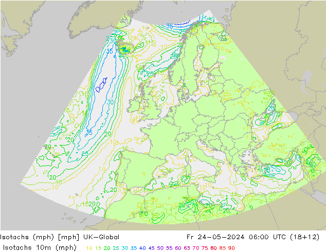 Isotachen (mph) UK-Global vr 24.05.2024 06 UTC