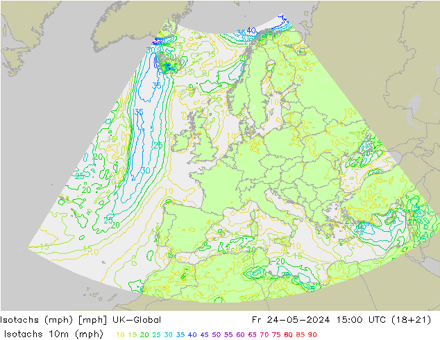 Isotachs (mph) UK-Global пт 24.05.2024 15 UTC