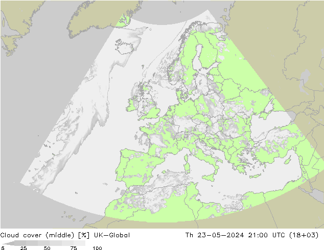 Cloud cover (middle) UK-Global Th 23.05.2024 21 UTC