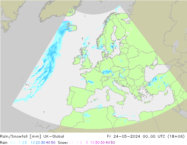 Rain/Snowfall UK-Global 星期五 24.05.2024 00 UTC