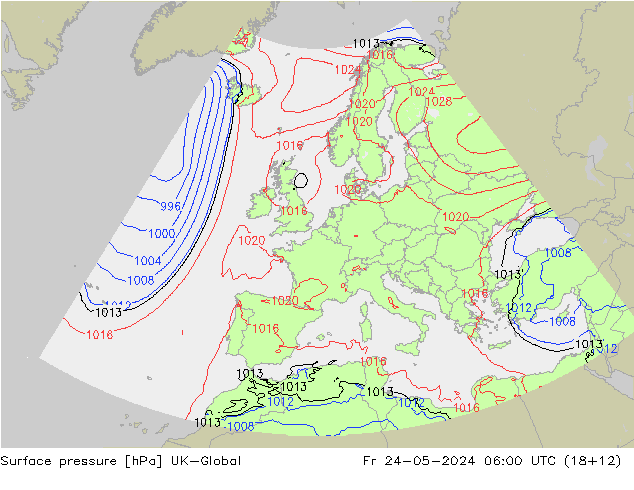 pression de l'air UK-Global ven 24.05.2024 06 UTC