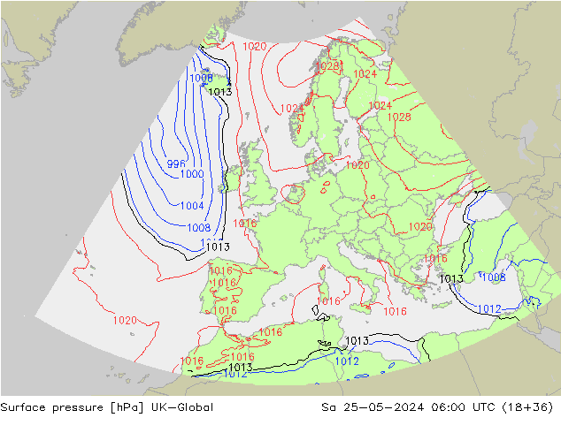 Luchtdruk (Grond) UK-Global za 25.05.2024 06 UTC
